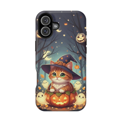 Halloween cute kitten anime style 3 Magnetic Phone Case, Cat Lover Gift, Impact-Resistant iPhone Case, Funny Pet Accessory, Unique Animal Design