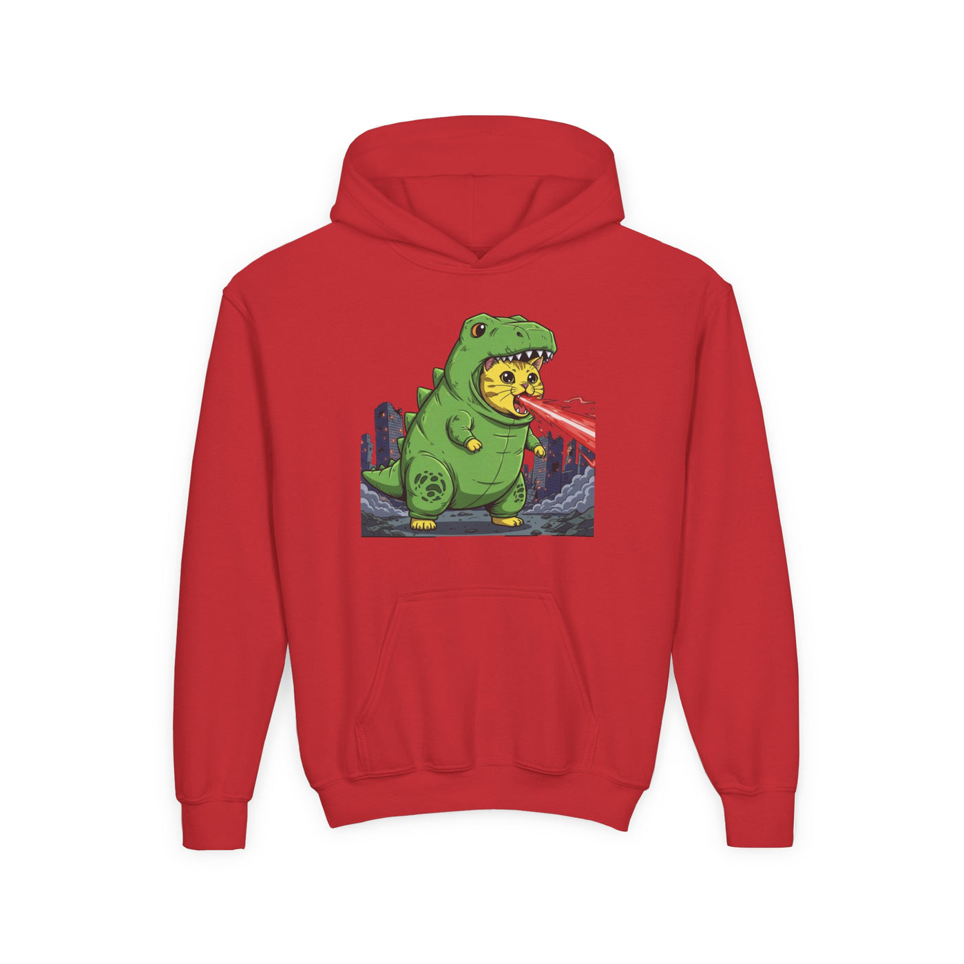 Cat cosplay Godzilla style 4 Unisex Kids Hoodie - Fun & Cozy Heavy Blend Sweatshirt with Cute Design