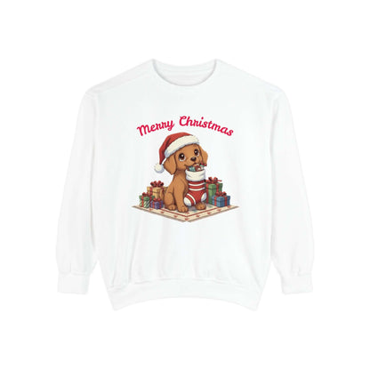 Puppy wait for Christmas presents Unisex Crewneck Sweatshirt style 2