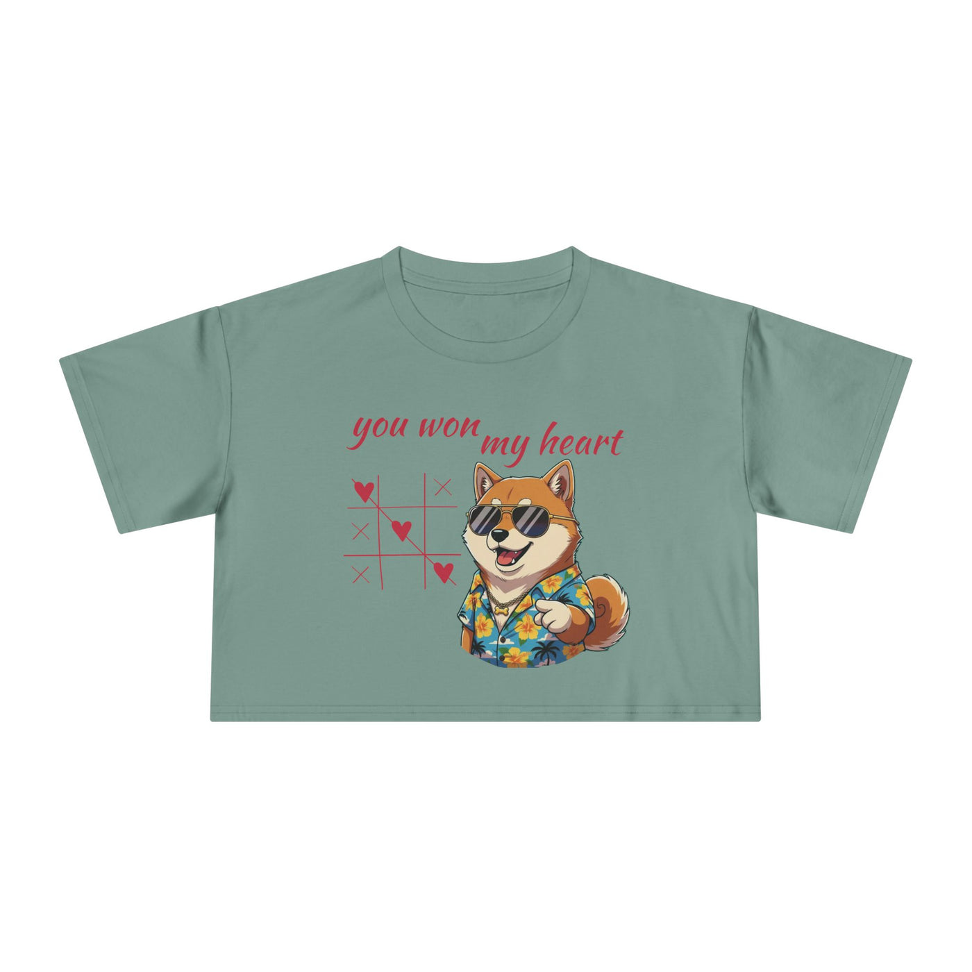 Cute Graphic Crop Tee - 'You Won My Heart', Women's Fashion, Gift for Animal Lovers, Casual Outfit, Summer Style, Funny Shirt
