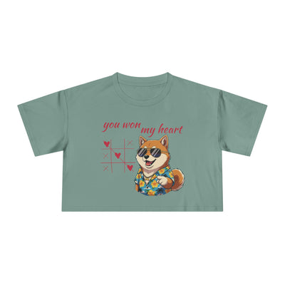 Cute Graphic Crop Tee - 'You Won My Heart', Women's Fashion, Gift for Animal Lovers, Casual Outfit, Summer Style, Funny Shirt