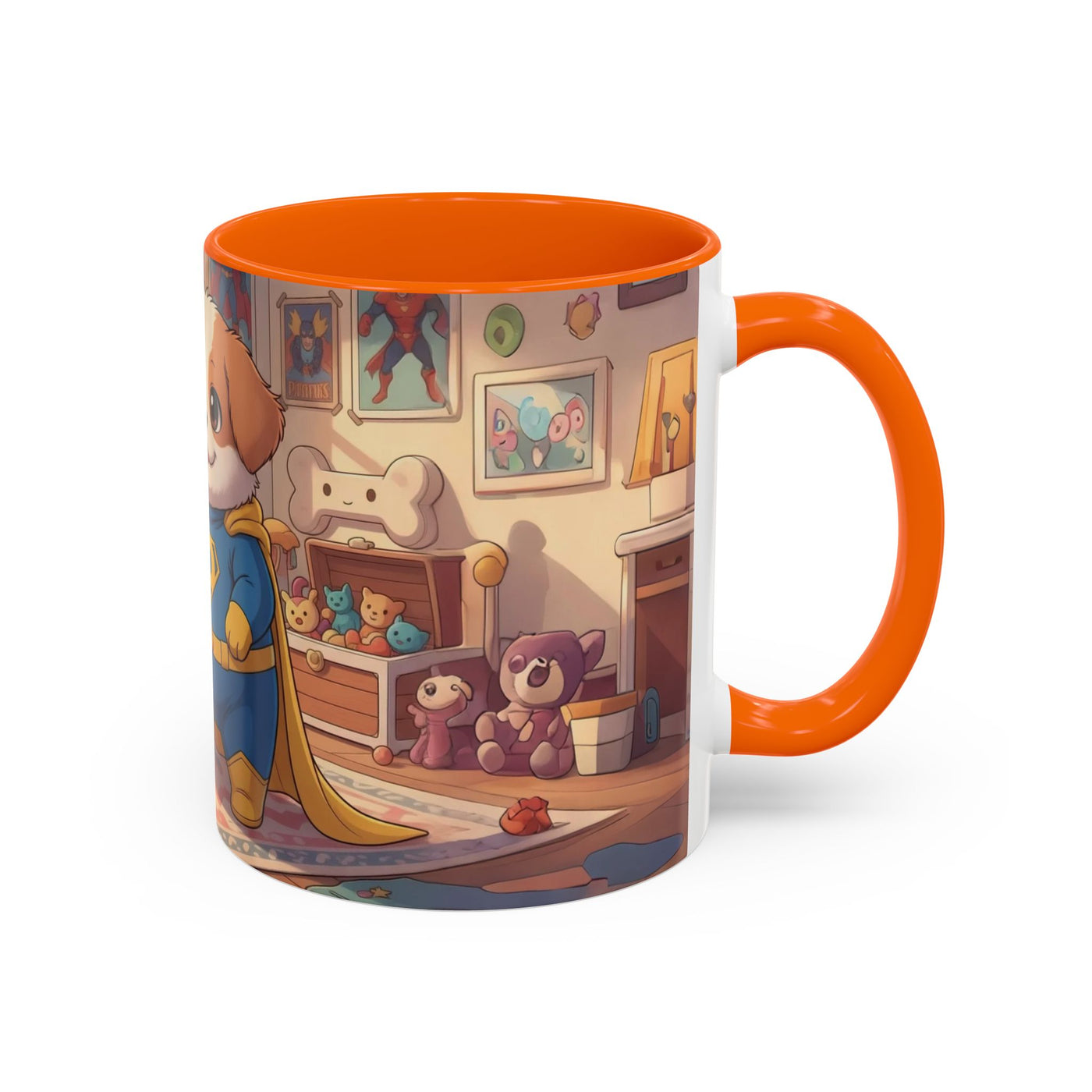 Super Pup Coffee Mug - Cute Puppy in Superhero Costume Accent Mug 11oz