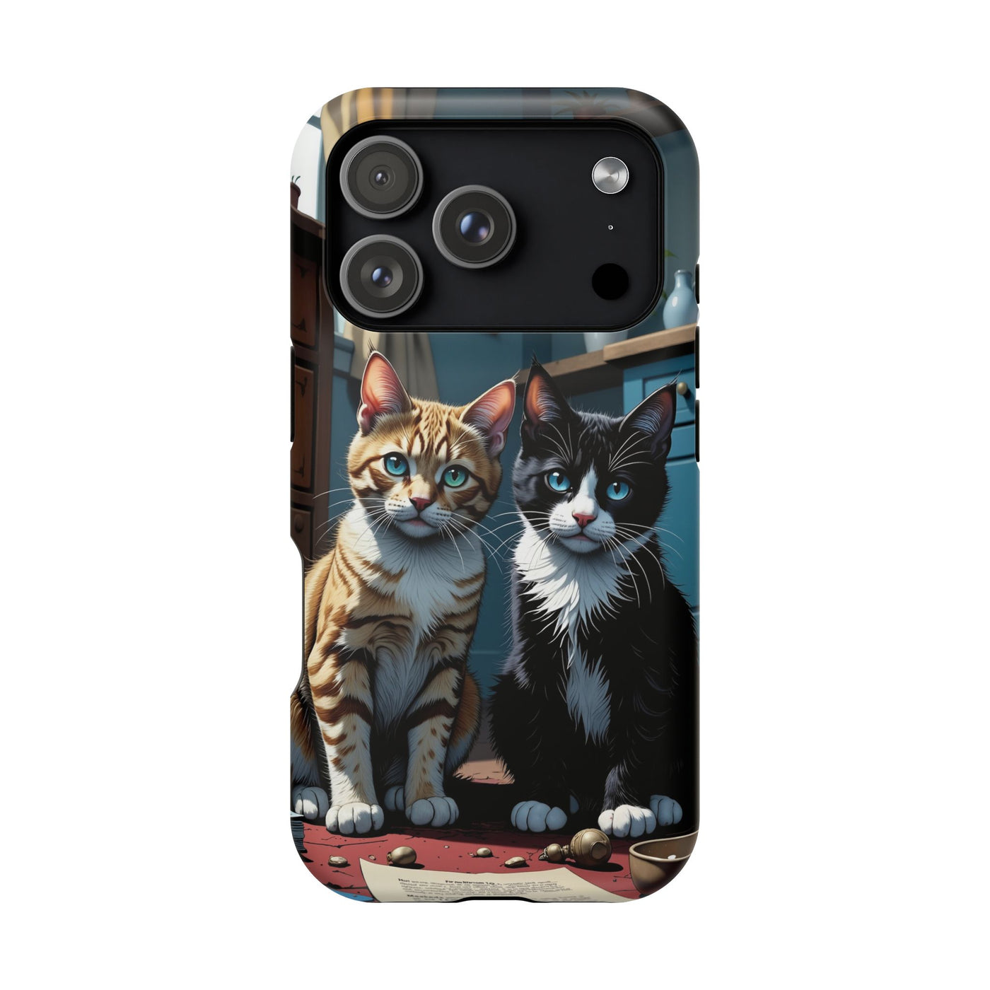 Cute Cats Magnetic Phone Case comic style 4, Cat Lover Gift, Impact-Resistant iPhone Case, Funny Pet Accessory, Unique Animal Design