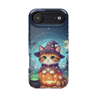 Halloween cute kitten anime style 2 Magnetic Phone Case, Cat Lover Gift, Impact-Resistant iPhone Case, Funny Pet Accessory, Unique Animal Design