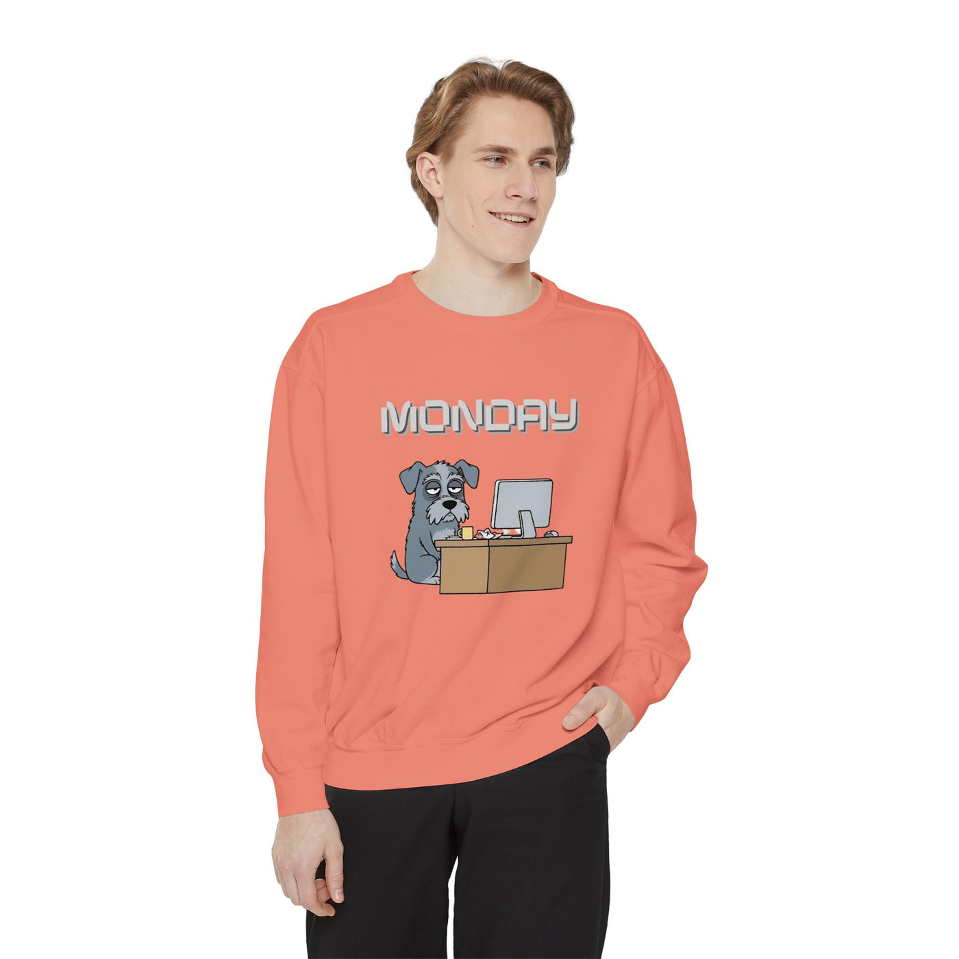 Monday Face Dog Stares Blankly Unisex Crewneck Sweatshirt style 2