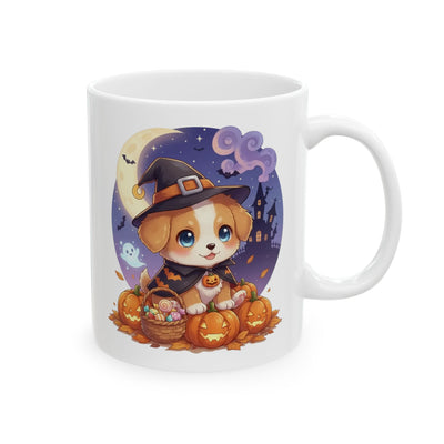 Halloween Themed style 1 Ceramic Mug, Cozy Fall Coffee Cup, Ghosts & Pumpkins Design, Seasonal Gift, Spooky Mug for Halloween Celebrations