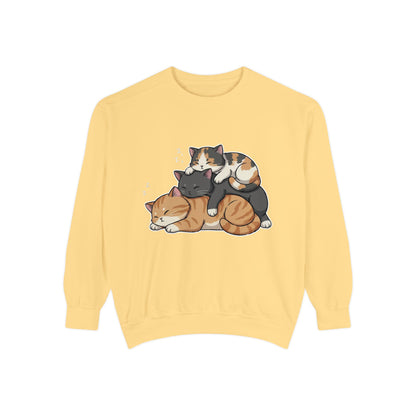 3 Cute Sleeping Cats Cozy Graphic Unisex Crewneck Sweatshirt style 7