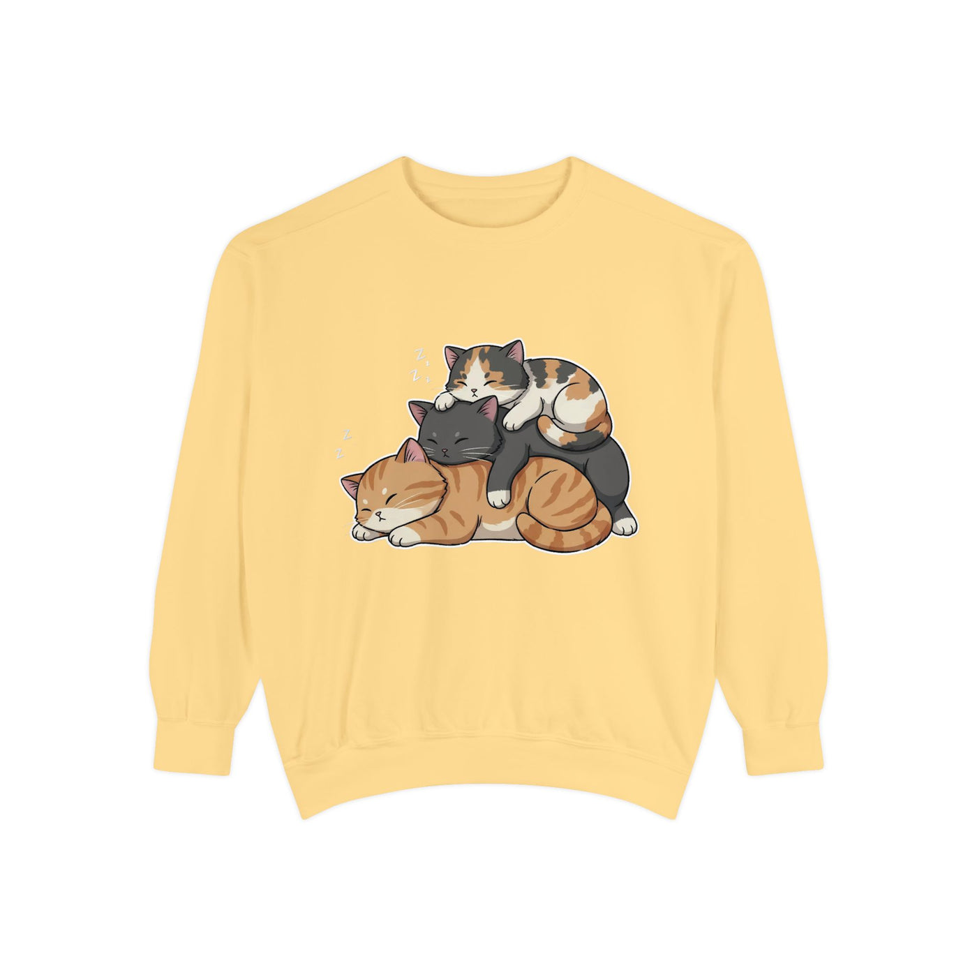3 Cute Sleeping Cats style 7 Cozy Graphic Unisex Crewneck Sweatshirt