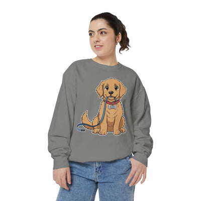 Cute Dog Walk Time style 2 Cozy Graphic Unisex Crewneck Sweatshirt