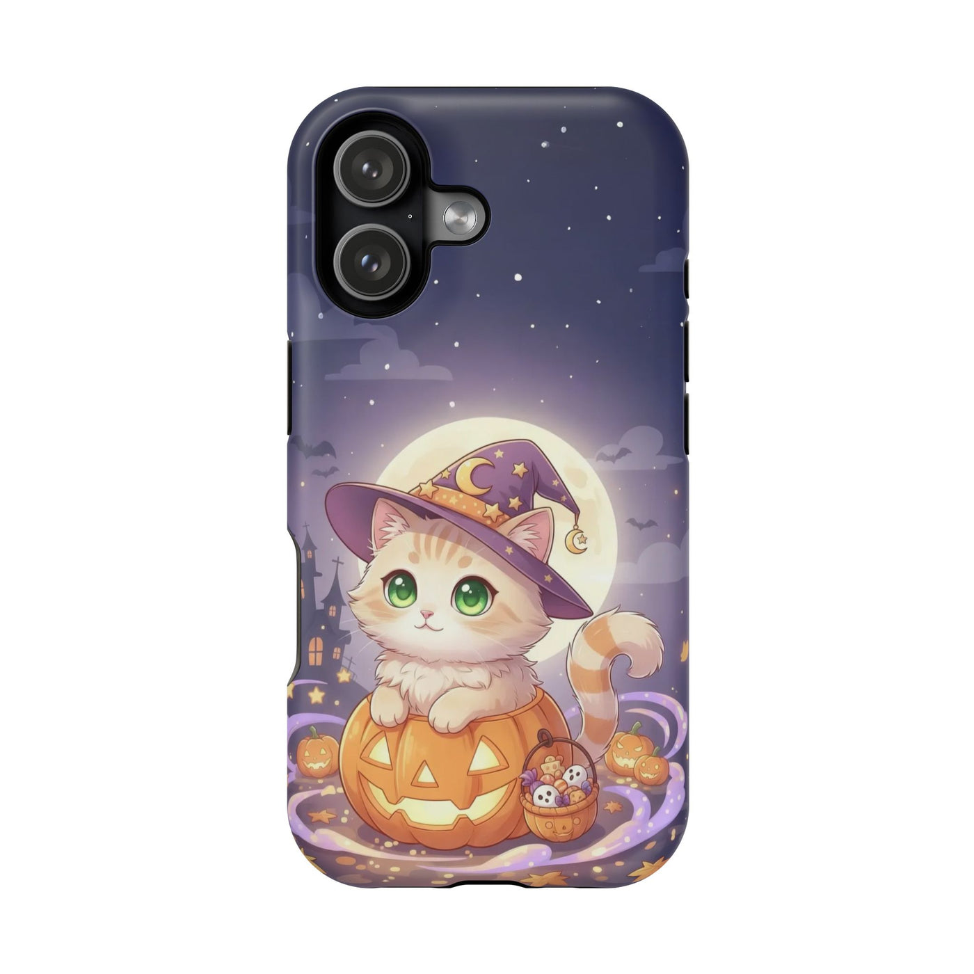 Halloween cute kitten anime style 4 Magnetic Phone Case, Cat Lover Gift, Impact-Resistant iPhone Case, Funny Pet Accessory, Unique Animal Design