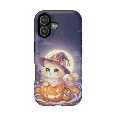 Halloween cute kitten anime style 4 Magnetic Phone Case, Cat Lover Gift, Impact-Resistant iPhone Case, Funny Pet Accessory, Unique Animal Design