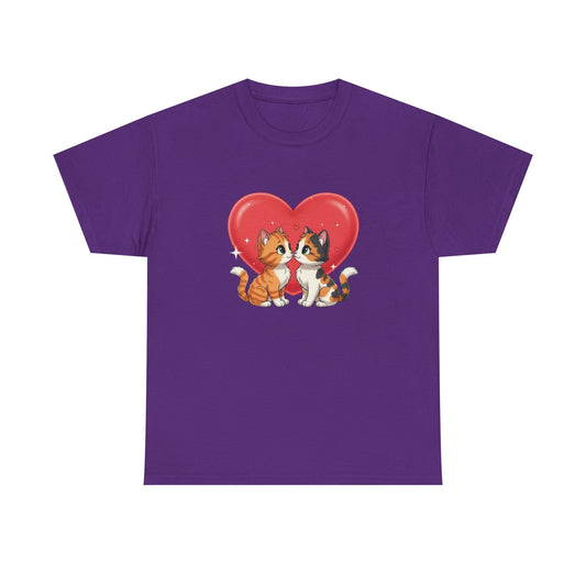 Cats in Love Unisex Tee - Cute Cat T-Shirt for Pet Lovers, Cat Owners, Sports Enthusiasts, Gifts for Animal Lovers, Casual Everyday Wear