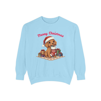 Puppy wait for Christmas presents Unisex Crewneck Sweatshirt style 2