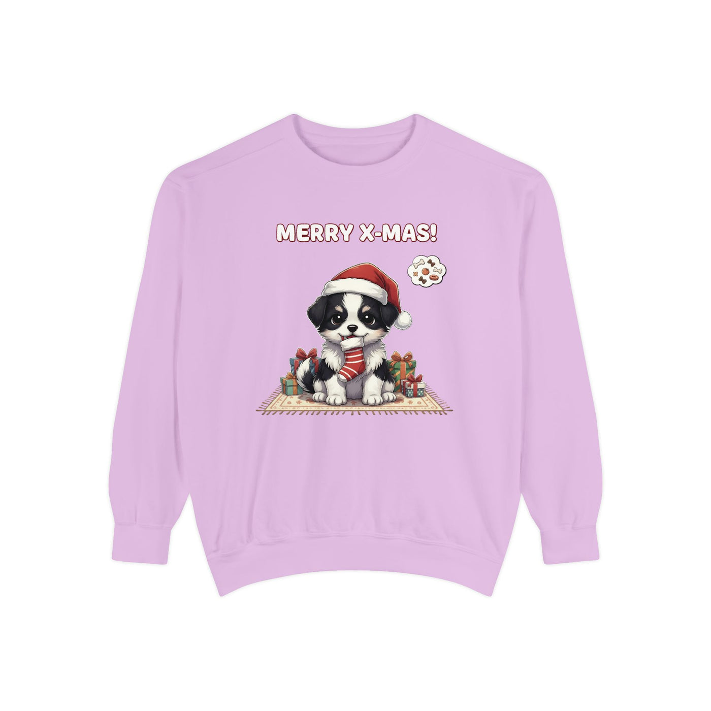 Cute Puppy waiting for Christmas presents style 7 Cozy Graphic Unisex Crewneck Sweatshirt