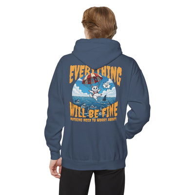 Everything Will Be Fine - Cartoon Cat Graphic Unisex Pullover Hoodie