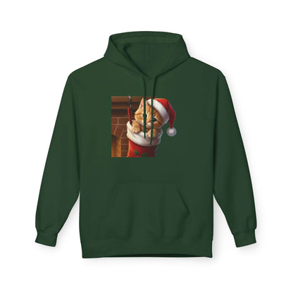 Kitten hiding in Christmas stocking Unisex Fleece Hoodie style 4