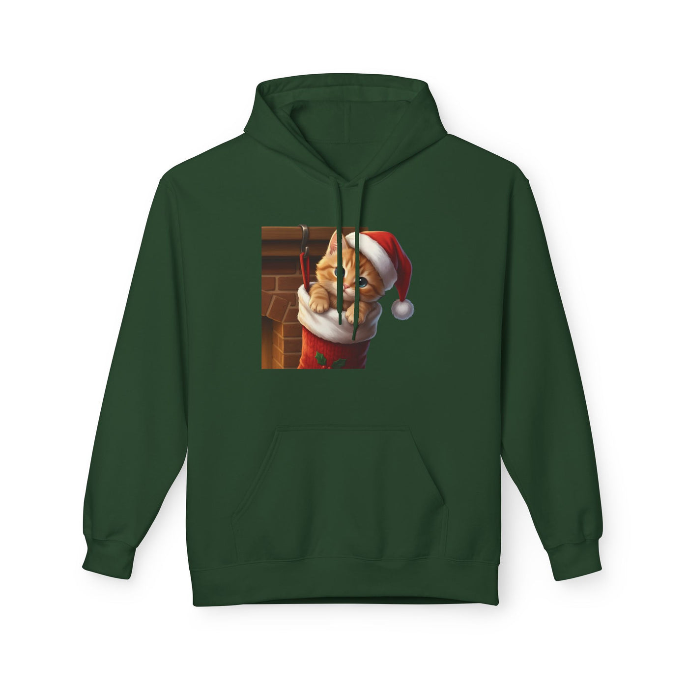 Adorable kitten hiding in Christmas stocking style 4 Cozy Graphic Unisex Midweight Softstyle Fleece Hoodie