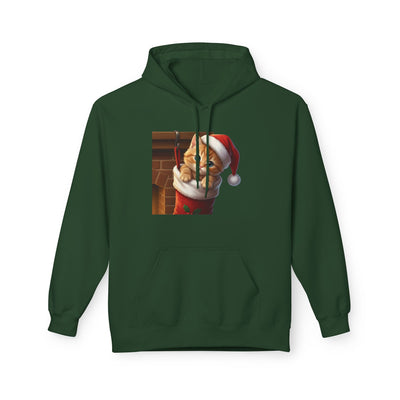 Adorable kitten hiding in Christmas stocking style 4 Cozy Graphic Unisex Midweight Softstyle Fleece Hoodie