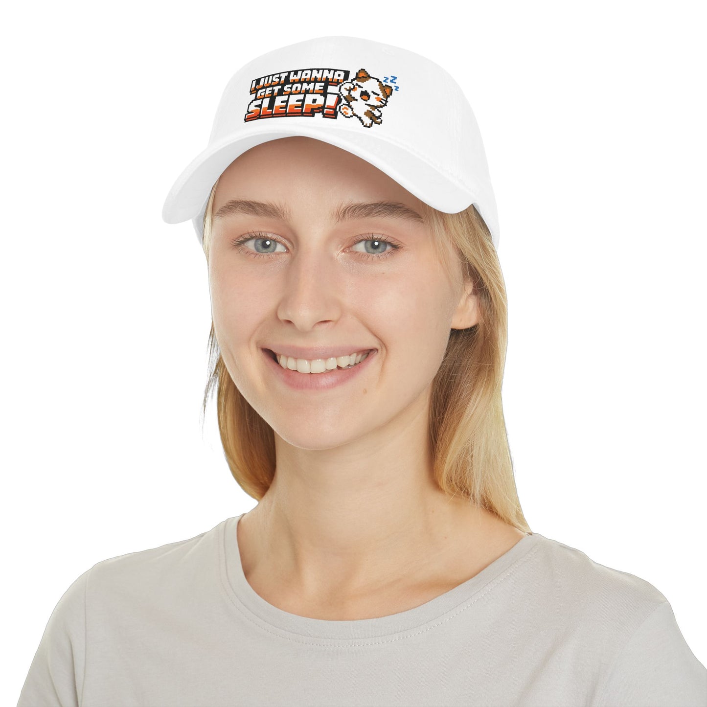 I Just Wanna Get Some Sleep Pixel Cat Low Profile Cap Hat
