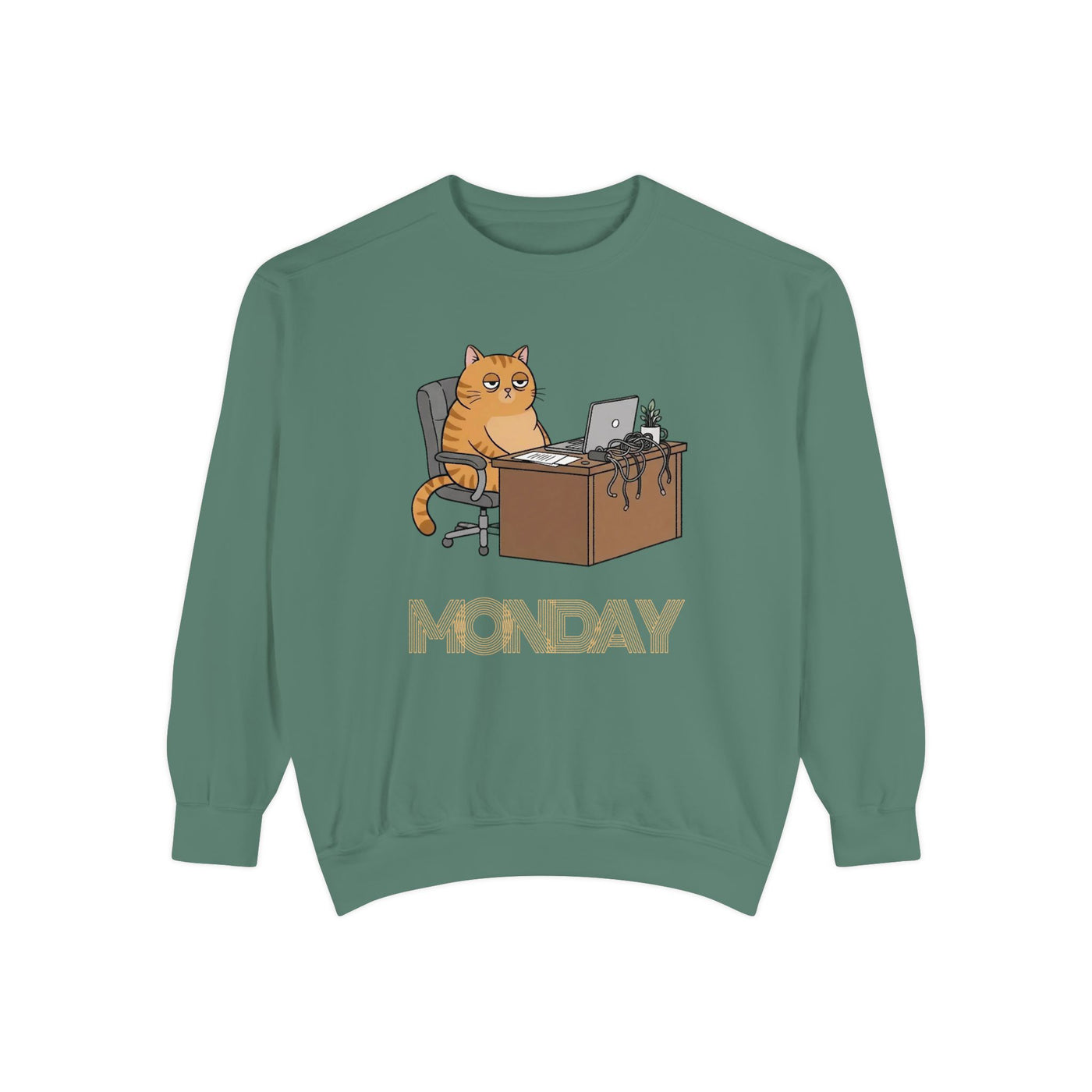 Monday Face Cat Stares Blankly Unisex Crewneck Sweatshirt style 3