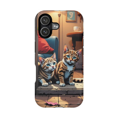 Cute Cats Magnetic Phone Case comic style 1, Cat Lover Gift, Impact-Resistant iPhone Case, Funny Pet Accessory, Unique Animal Design
