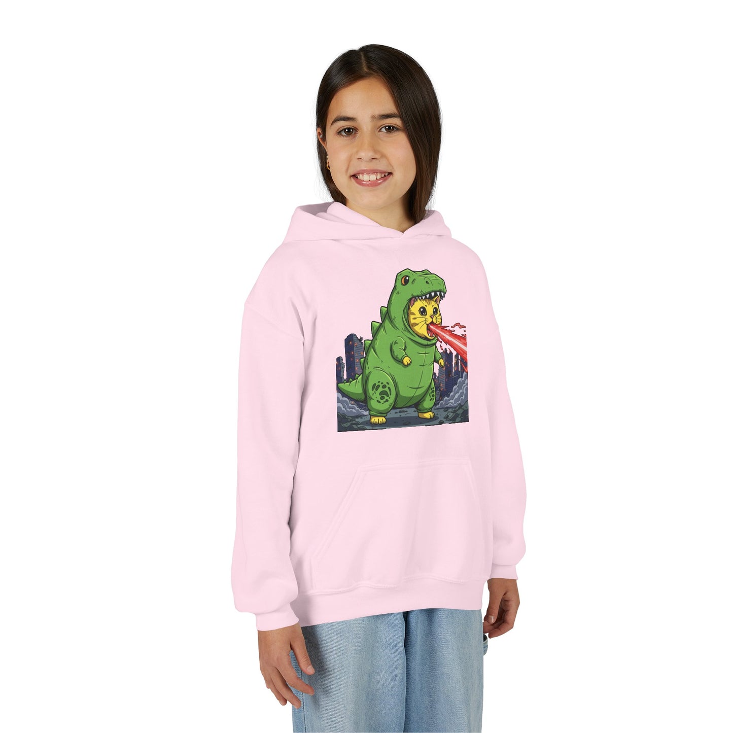 Cat cosplay Godzilla Unisex Kids Hoodie style 4