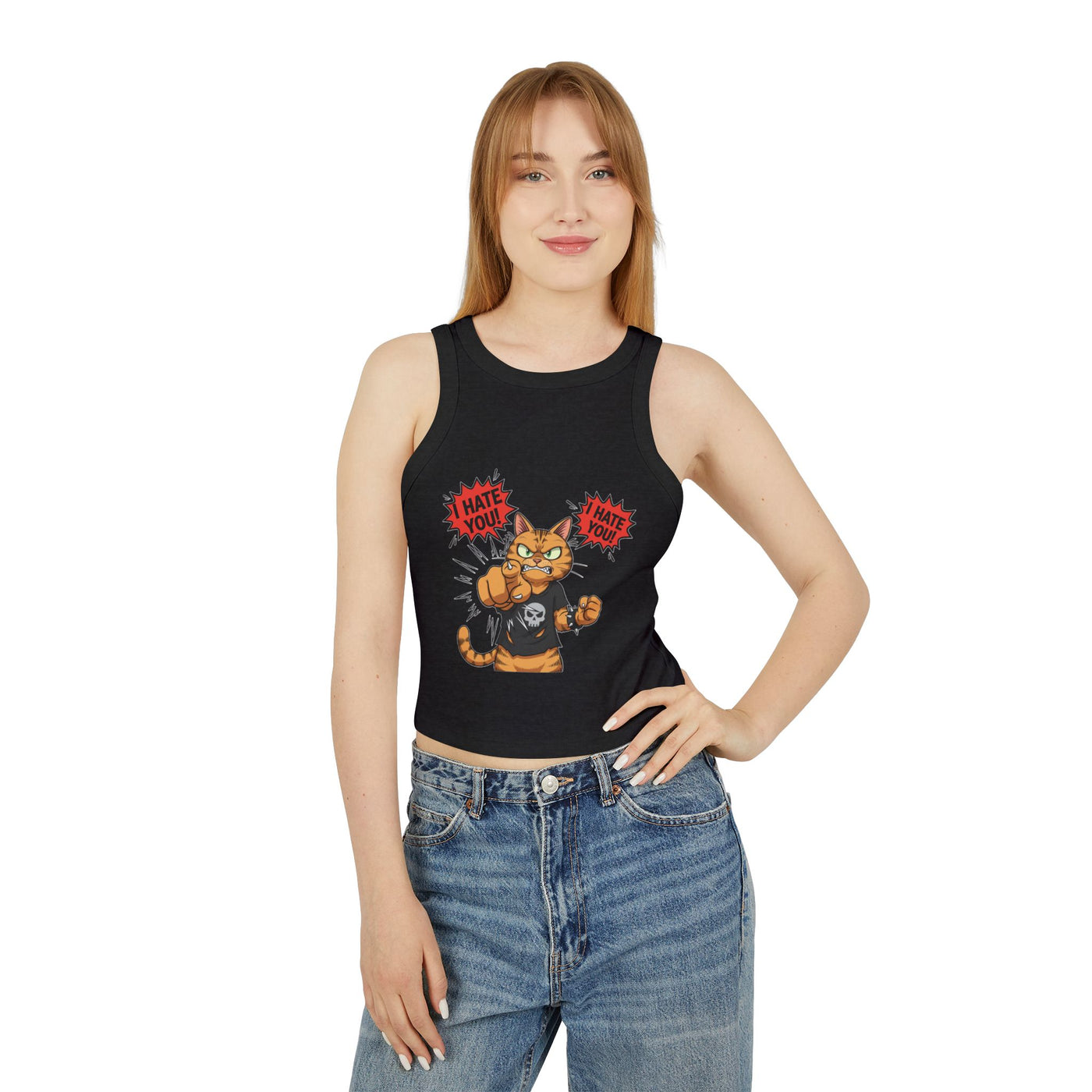 Angry Cat 'I Hate You' Graphic style 1 Women Tank Top