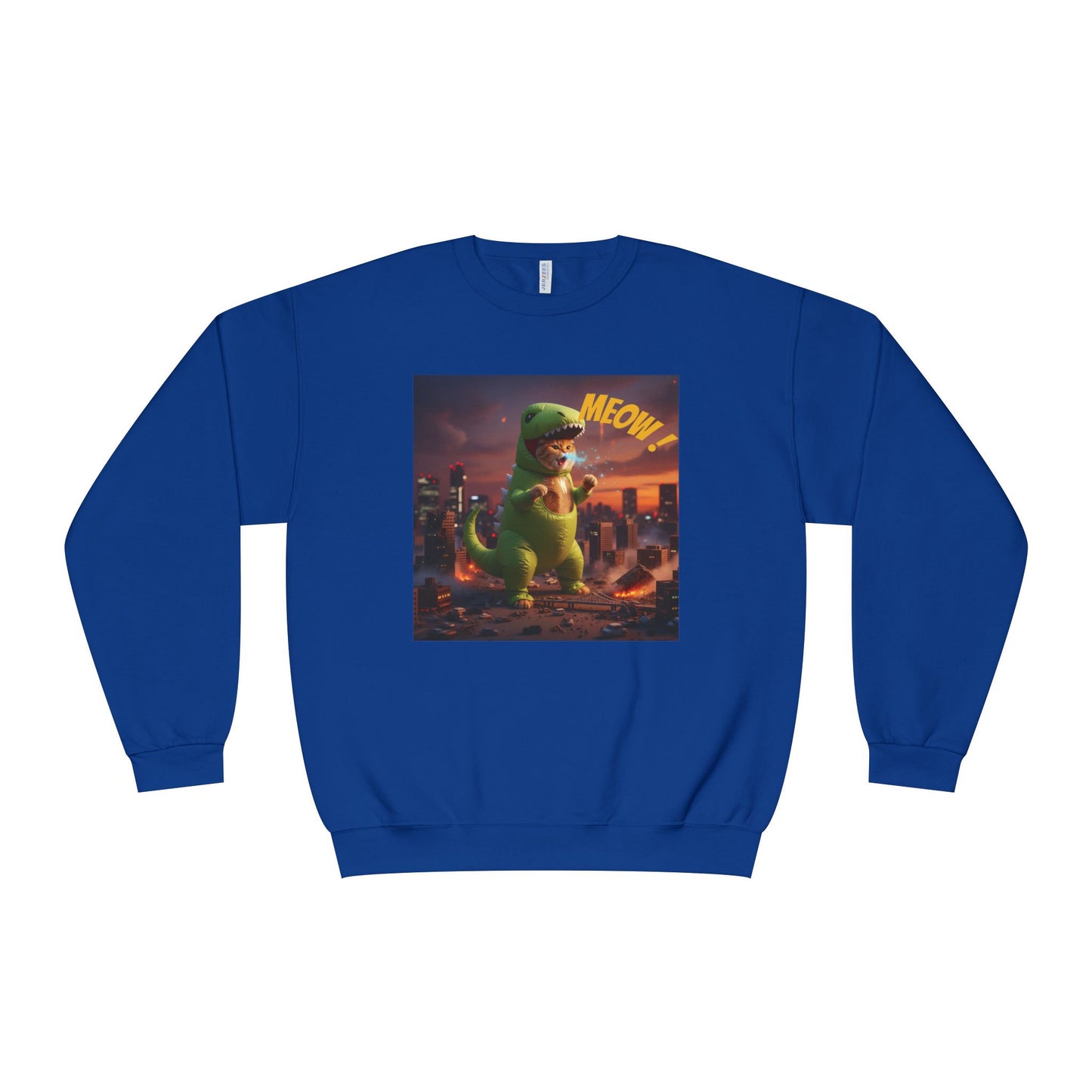 Tyrannosaurus Cat in city Unisex NuBlend Sweatshirt style 2