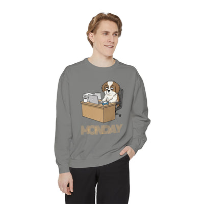 Monday Face Dog Stares Blankly Unisex Crewneck Sweatshirt style 3