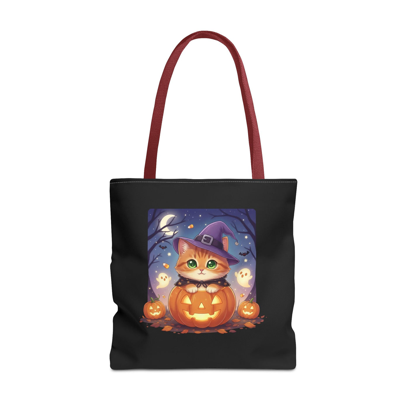Halloween Cat anime style Tote Bag, Spooky Pet Lovers Gift, Boho Halloween Bag, Witchy Cat Tote, Fall Festivities Accessory