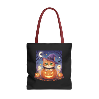 Halloween Cat anime style Tote Bag, Spooky Pet Lovers Gift, Boho Halloween Bag, Witchy Cat Tote, Fall Festivities Accessory