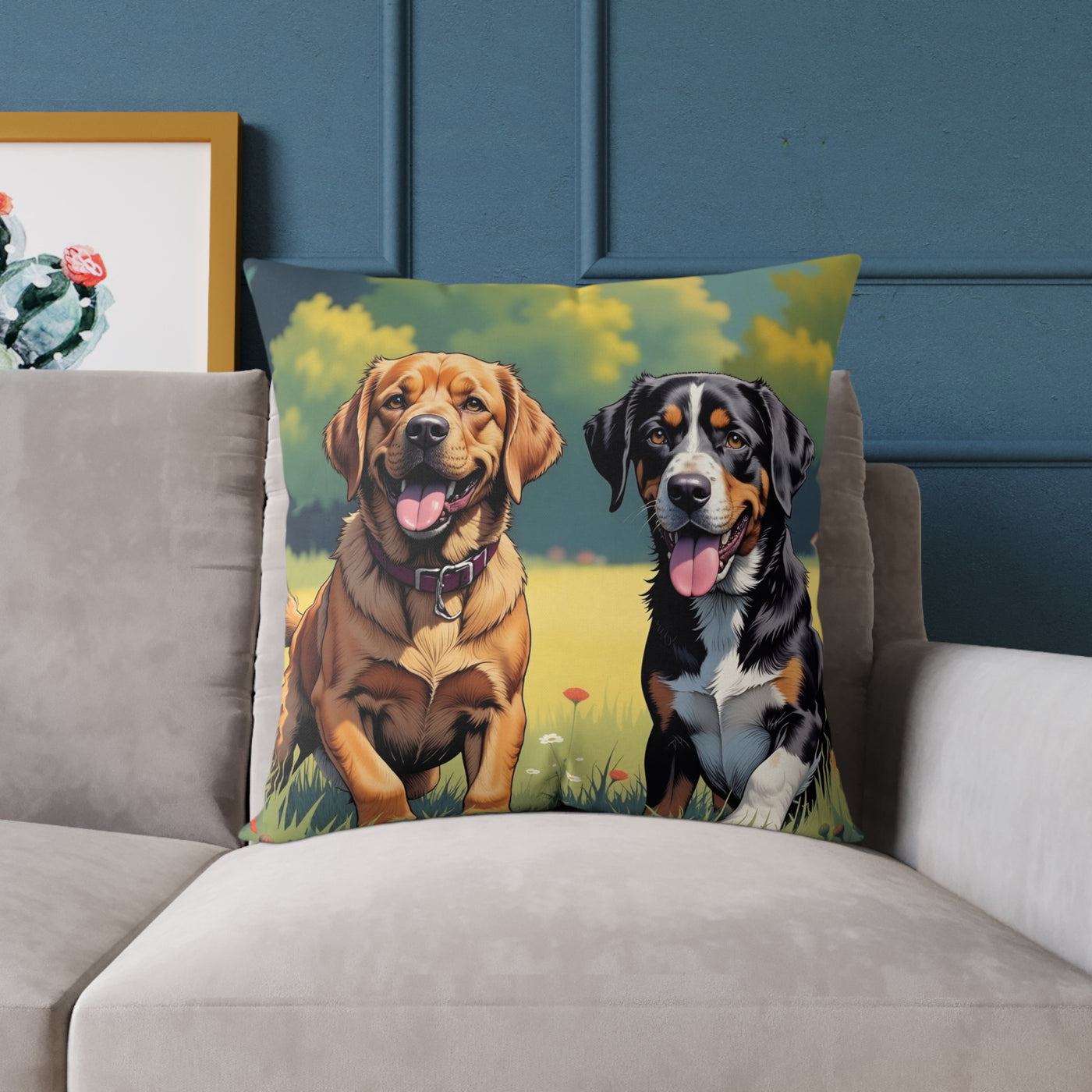 Dog Art style 2 Pillow, Pet Lover Gift, Home Decor, Animal Lover Cushion, Custom Pet Pillow