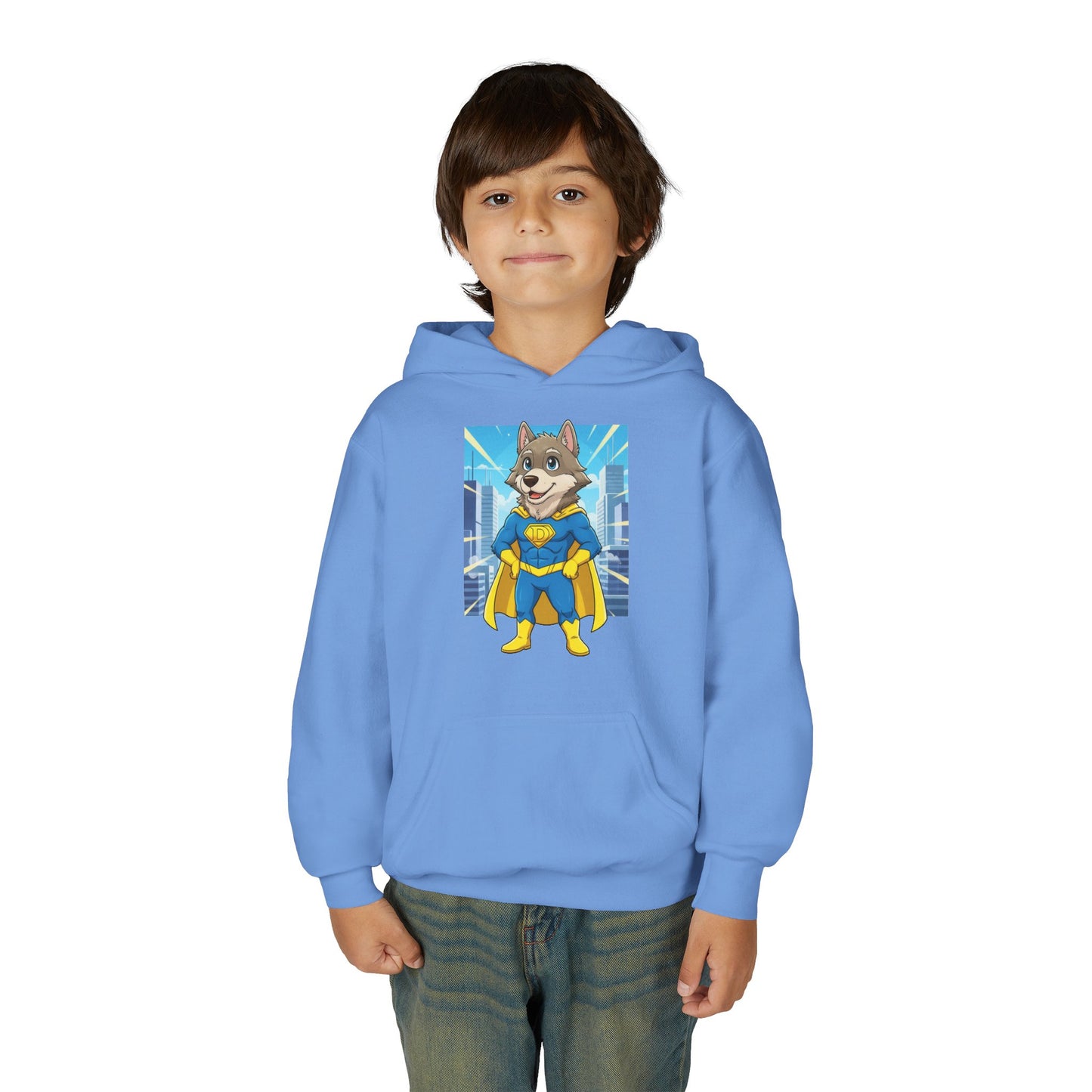 Dog cosplay Superman Funny Design Unisex Kids Hoodie style 1