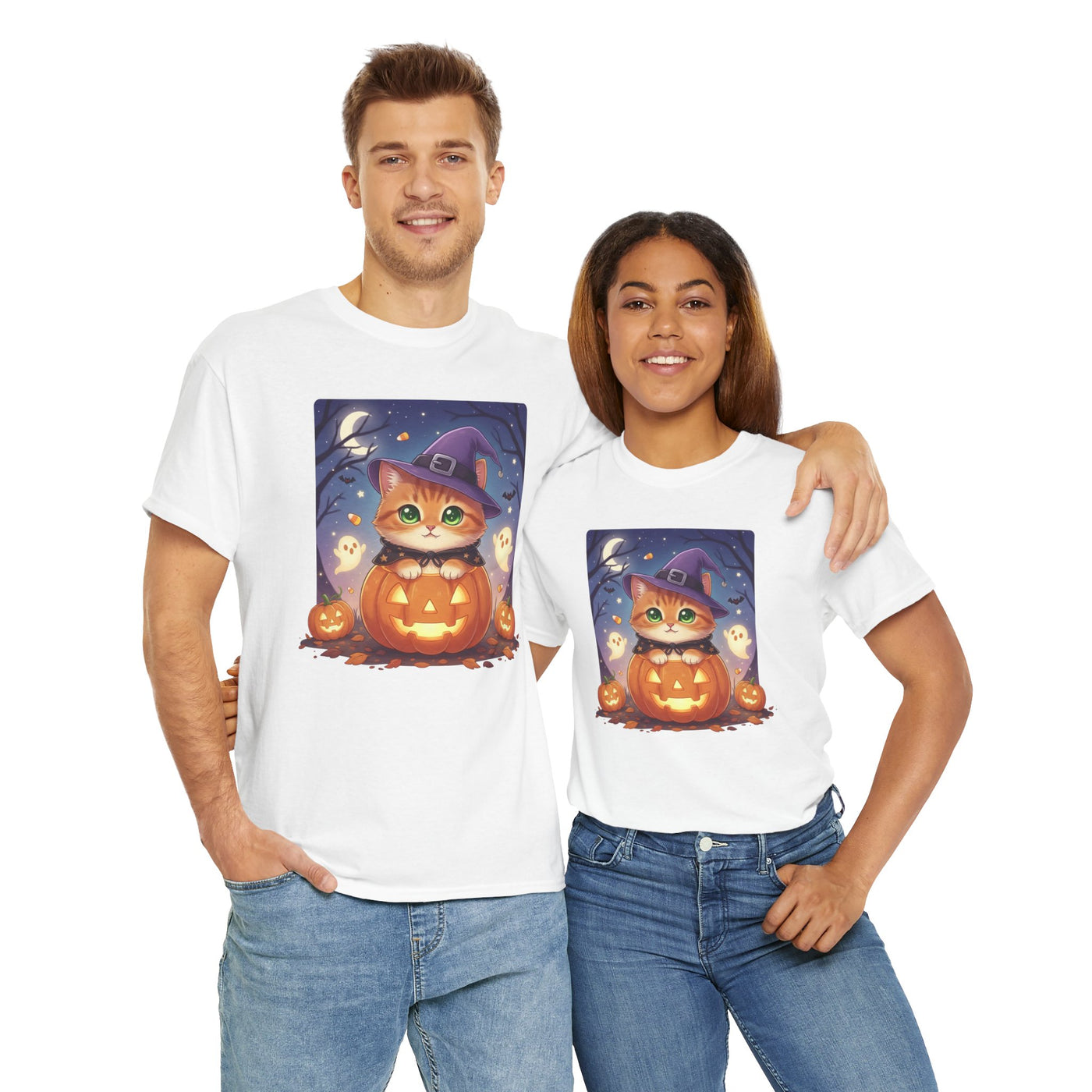 Halloween cute kitten anime style 2 Unisex Tee - Cute Cat T-Shirt for Pet Lovers, Cat Owners, Sports Enthusiasts, Gifts for Animal Lovers, Casual Everyday Wear