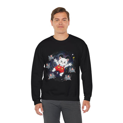 Watercolor painting style 2 Men & Women Cute Cat Pile Crewneck Sweatshirt