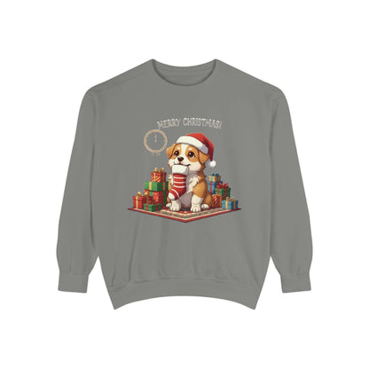 Puppy wait for Christmas presents Unisex Crewneck Sweatshirt style 1