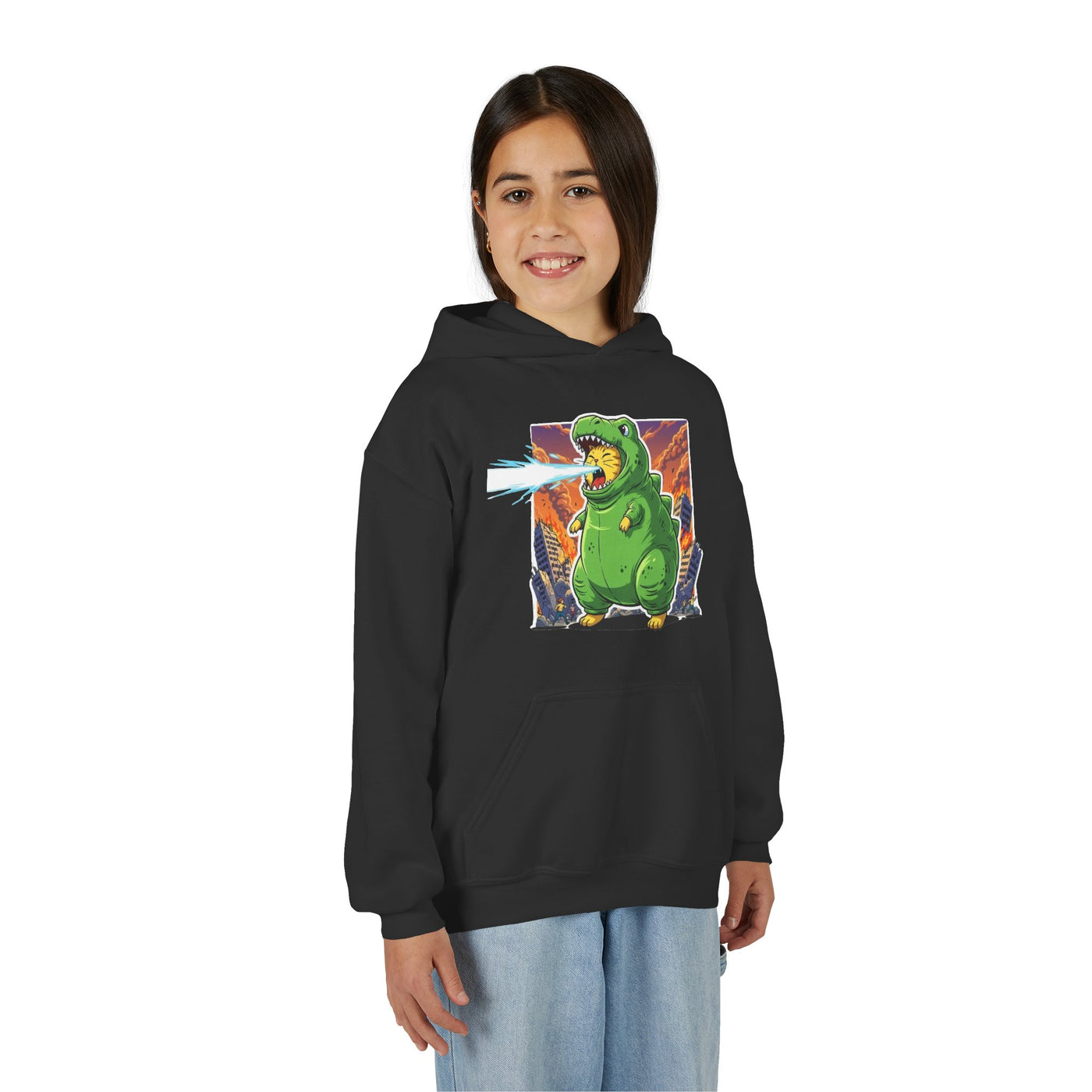 Cat cosplay Godzilla style 3 Unisex Kids Hoodie - Fun & Cozy Heavy Blend Sweatshirt with Cute Design