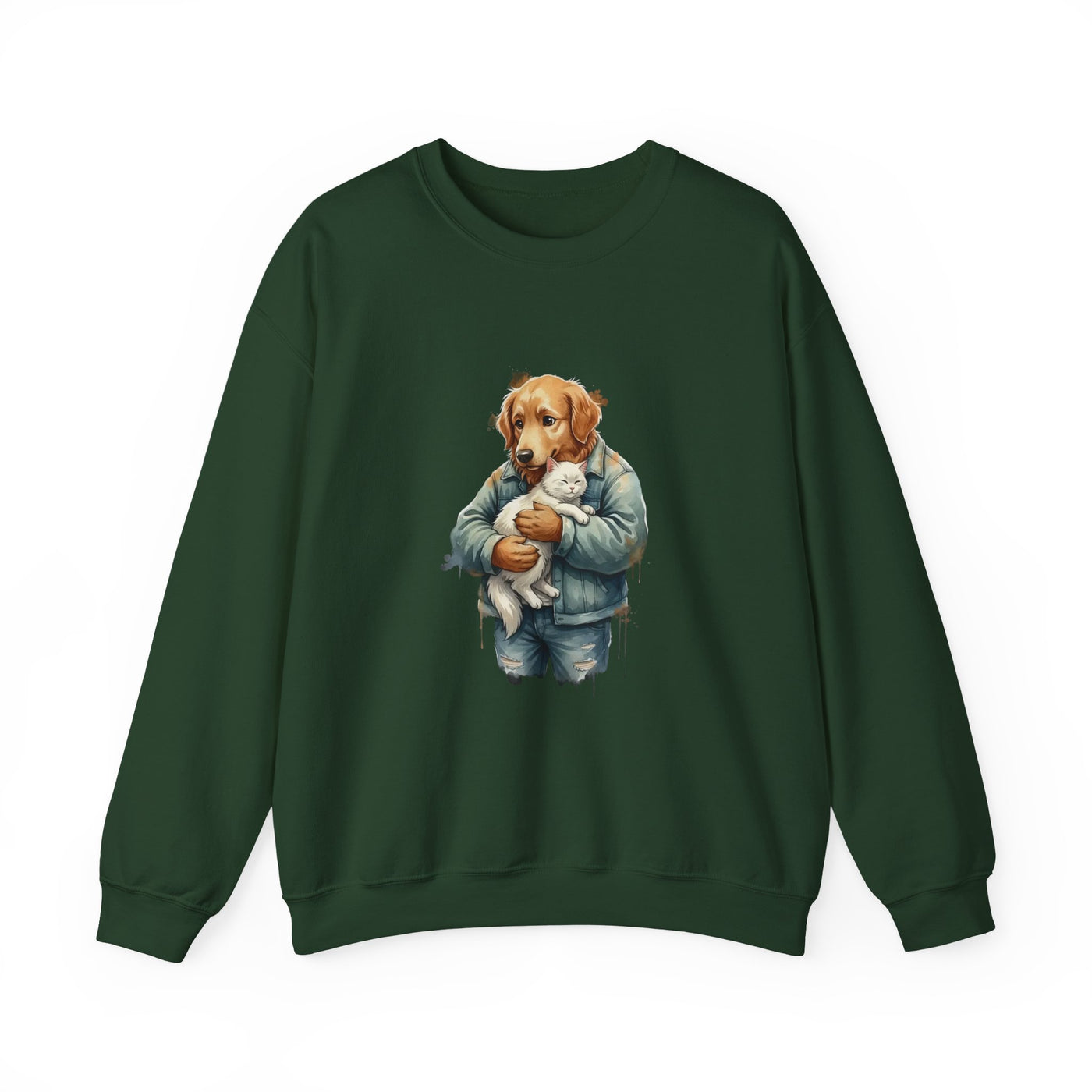 Watercolor painting style 12 Men & Women Cute Cat Pile Crewneck Sweatshirt