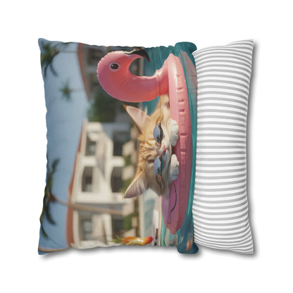 Relaxing Cat Swimming Cozy Polyester Decorative Pillowcase
