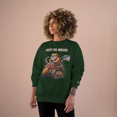 Angry Dog Onboard Graphic style 2 Champion Crewneck Sweatshirt for Gamers & Sci‑Fi Fans