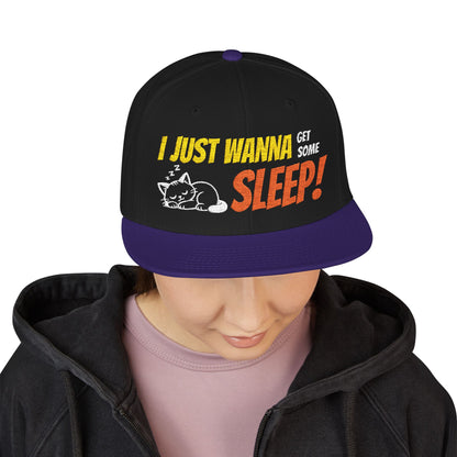 I just wanna get some sleep Embroidered Cute Cat Snapback Hat