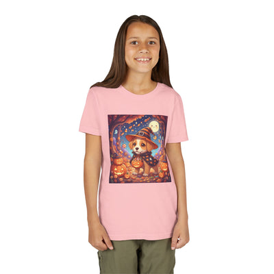 Halloween cute puppy anime style 1 Youth Tee, Short Sleeve T-Shirt, Kids Halloween Apparel, Cute Dog Tee, Fall Outfit for Children