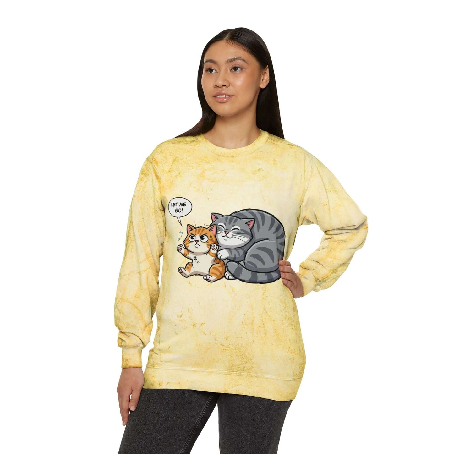Let Me Go Cat Cozy Crewneck Sweatshirt Tie-Dye style 4