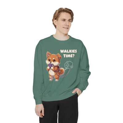Cute Dog Walk Time style 3 Cozy Graphic Unisex Crewneck Sweatshirt