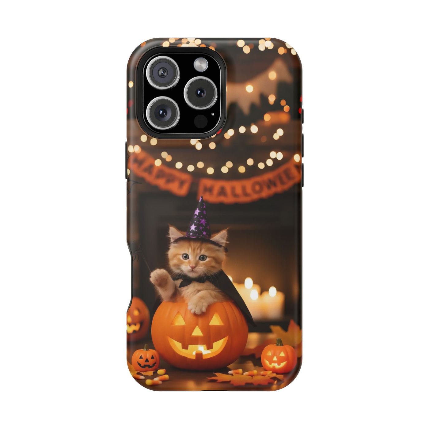 Halloween cute kitten photo style 4 Magnetic Phone Case, Cat Lover Gift, Impact-Resistant iPhone Case, Funny Pet Accessory, Unique Animal Design