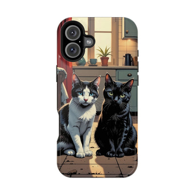 Cute Cats Magnetic Phone Case comic style 2, Cat Lover Gift, Impact-Resistant iPhone Case, Funny Pet Accessory, Unique Animal Design