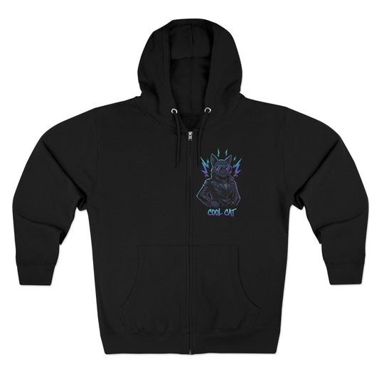 Cool Cat Streetwear Graphic Unisex Zip Hoodie