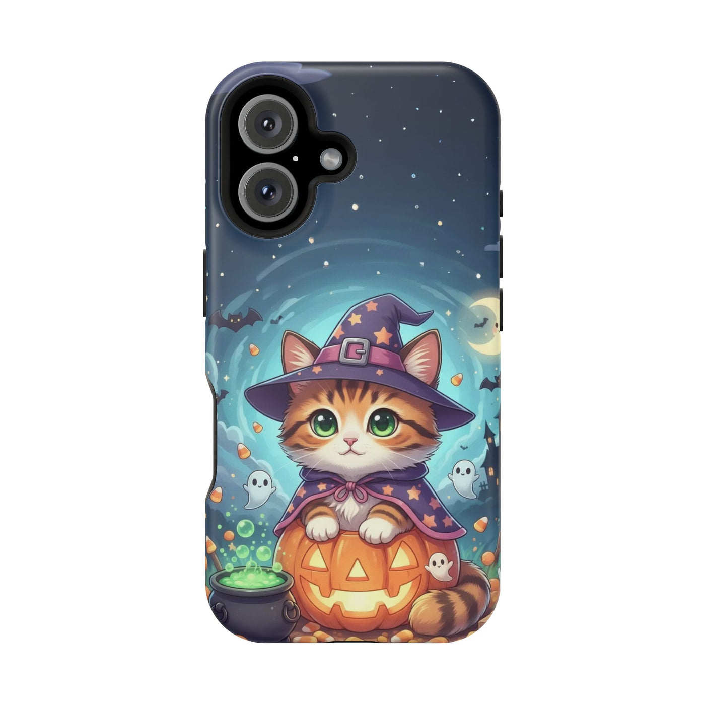 Halloween cute kitten anime style 2 Magnetic Phone Case, Cat Lover Gift, Impact-Resistant iPhone Case, Funny Pet Accessory, Unique Animal Design