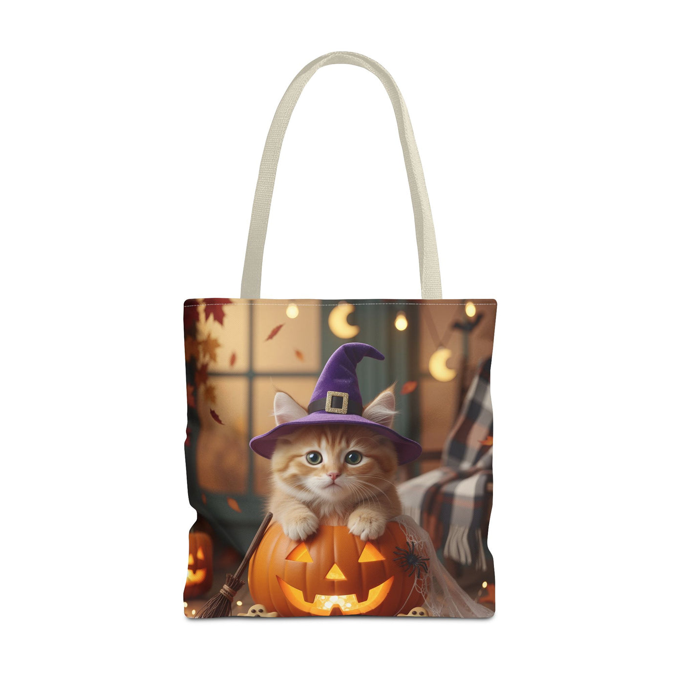 Adorable Halloween Cat Tote Bag, Cute Pet Lover Gift, Trick or Treat Bag, Fall Accessory, Spooky Cat Design