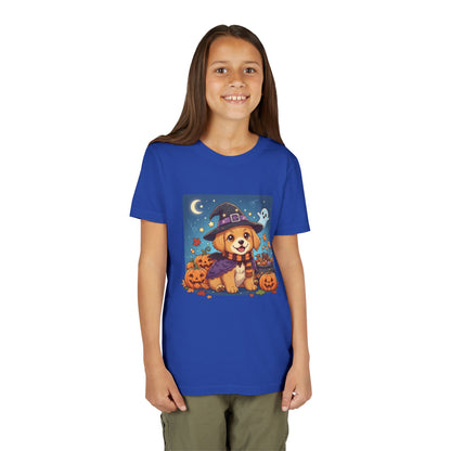 Halloween cute puppy anime style 6 Youth Tee, Short Sleeve T-Shirt, Kids Halloween Apparel, Cute Dog Tee, Fall Outfit for Children